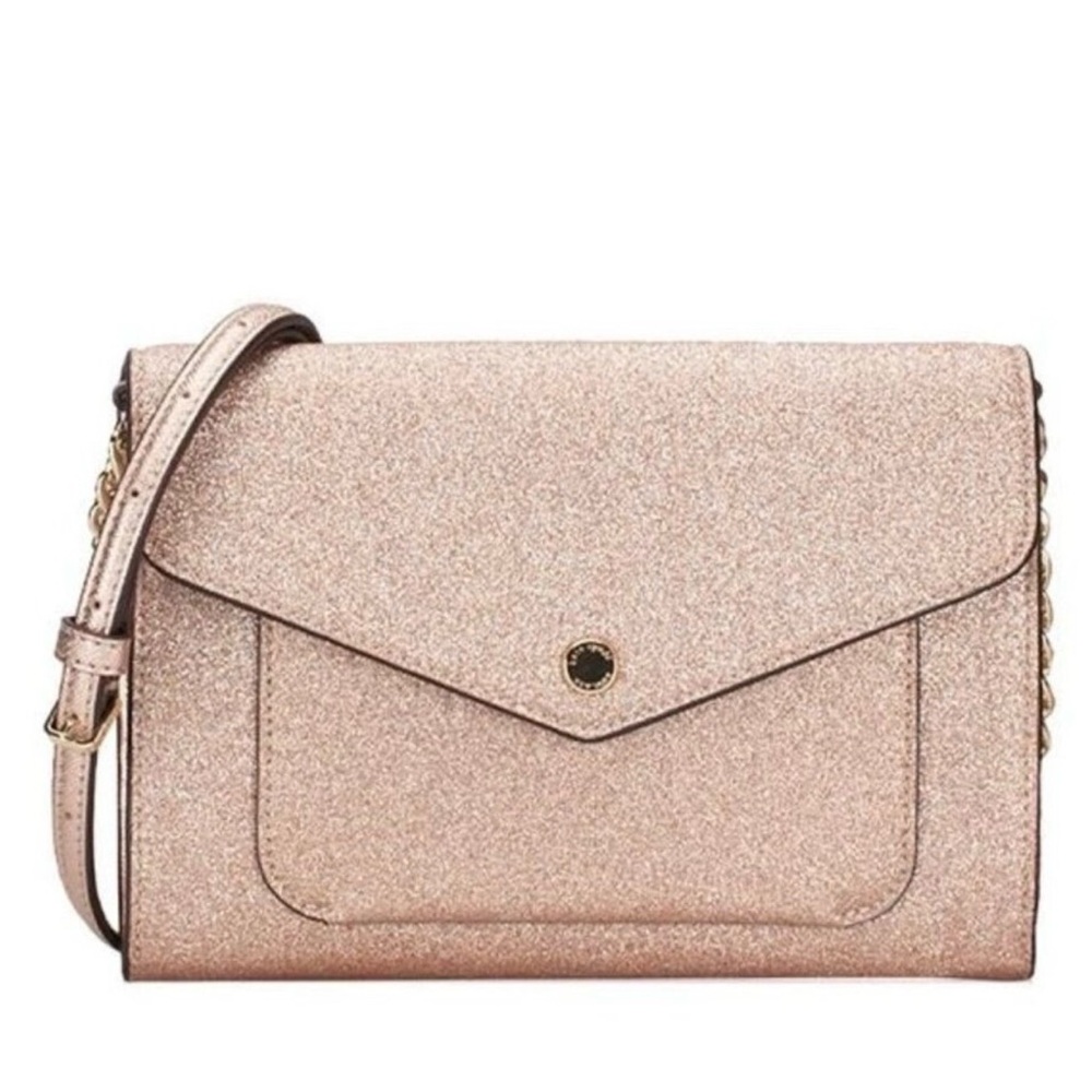 Kate Spade Tinsel Flap Crossbody - Rose Gold Glitter